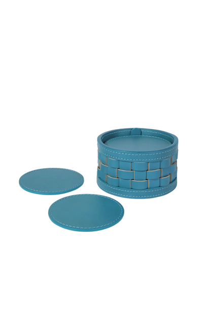 Set de 10 Sous-Verres Barcellona Cuir Outdoor Turquoise