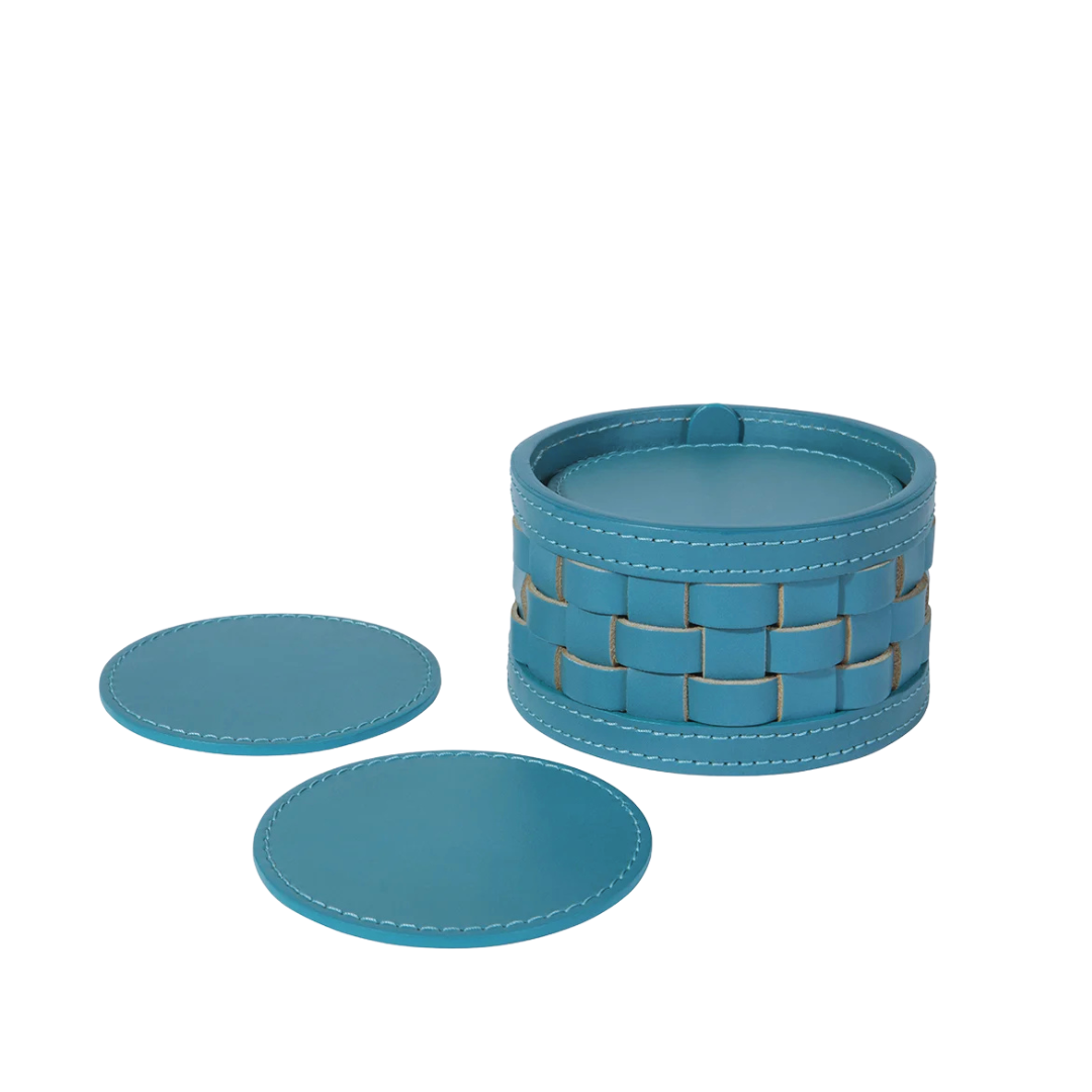 Set de 10 Sous-Verres Barcellona Cuir Outdoor Turquoise-1