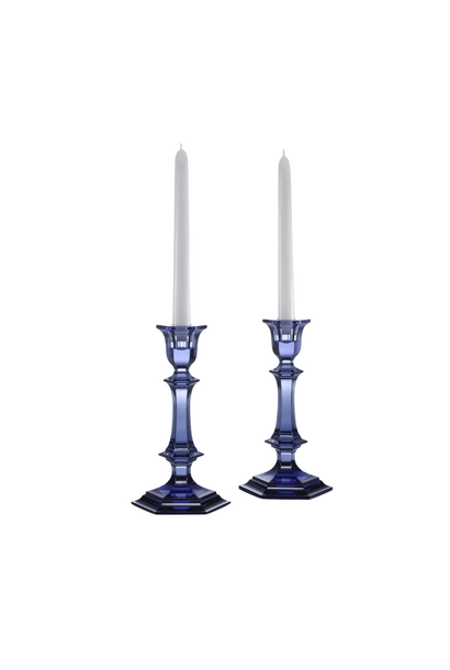 Bougeoirs Harcourt Bleu Nuit en Cristal Set de 2