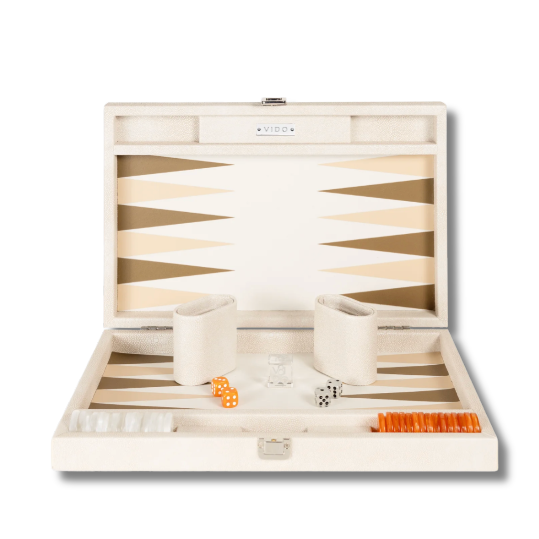 Backgammon Set Galuchat Beige Medium-1