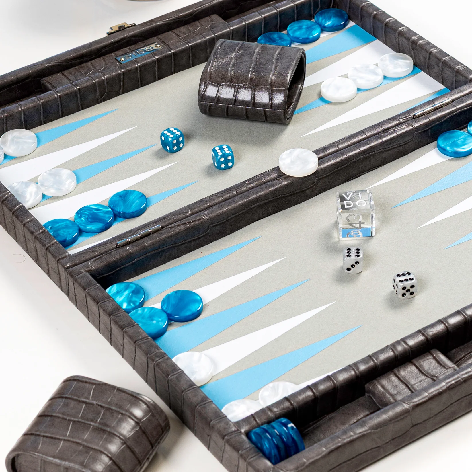 Backgammon Anthracite Grey Alligator Medium-6