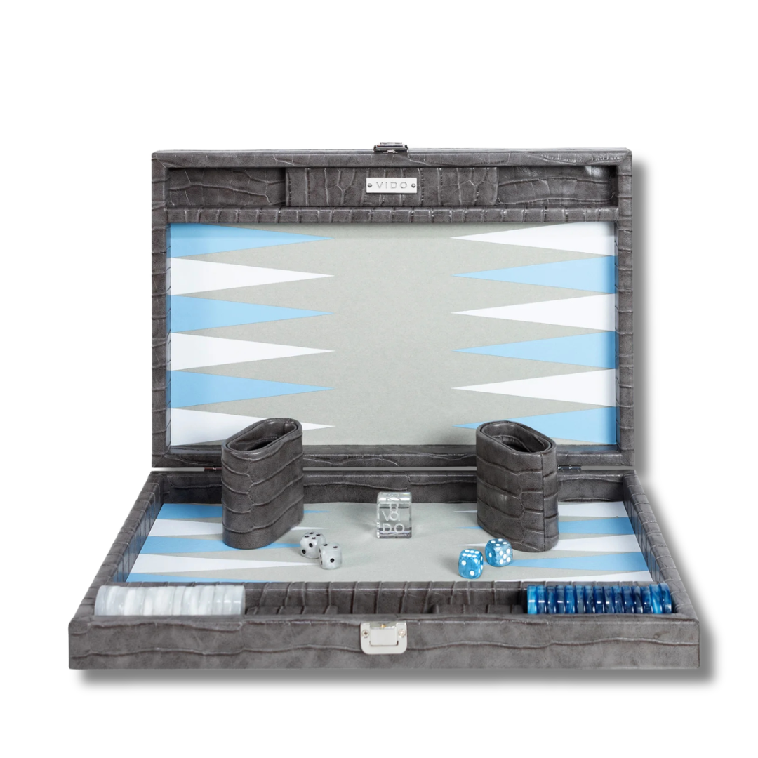 Backgammon Anthracite Grey Alligator Medium-1