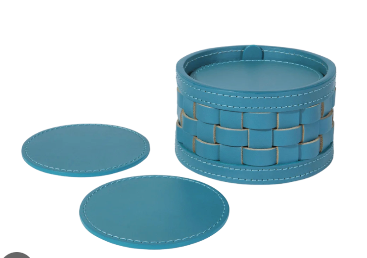 Set de 10 Sous-Verres Barcellona Cuir Outdoor Turquoise-4