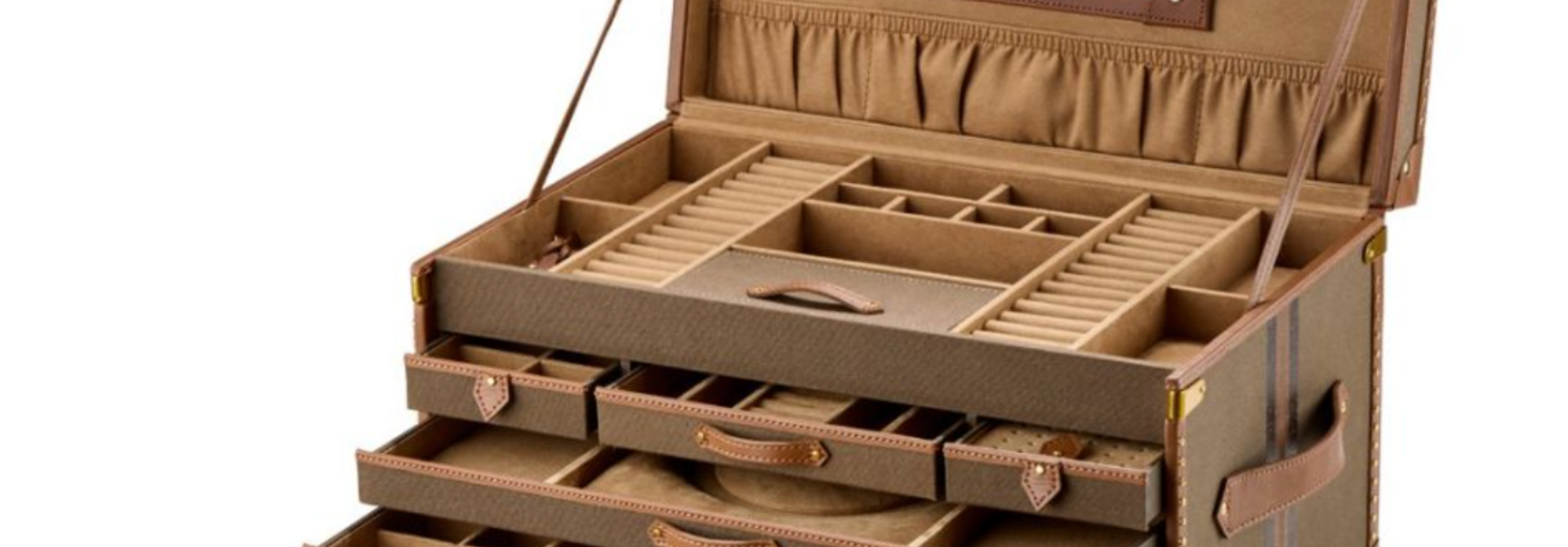 Ida Extra Large Jewelry Trunk in Khaki