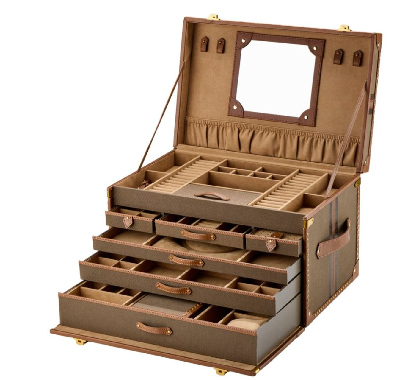 Ida Extra Large Jewelry Trunk in Khaki-1