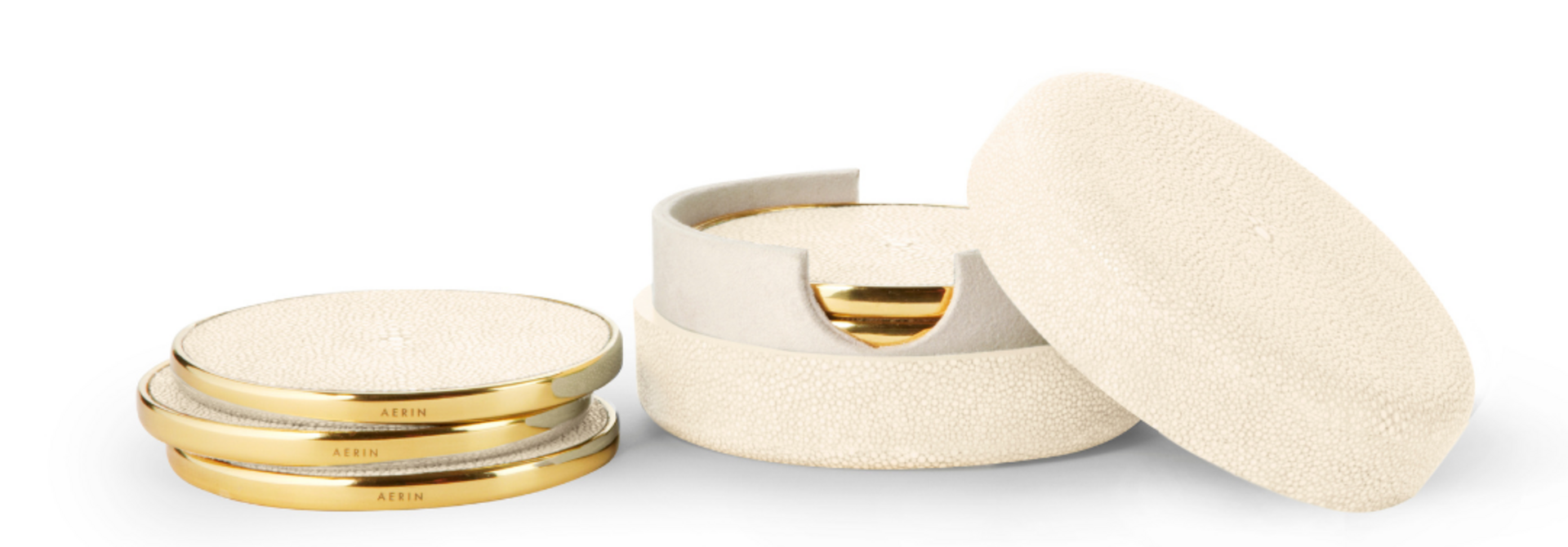 Set de 4 Dessous de Verre Shagreen Cream