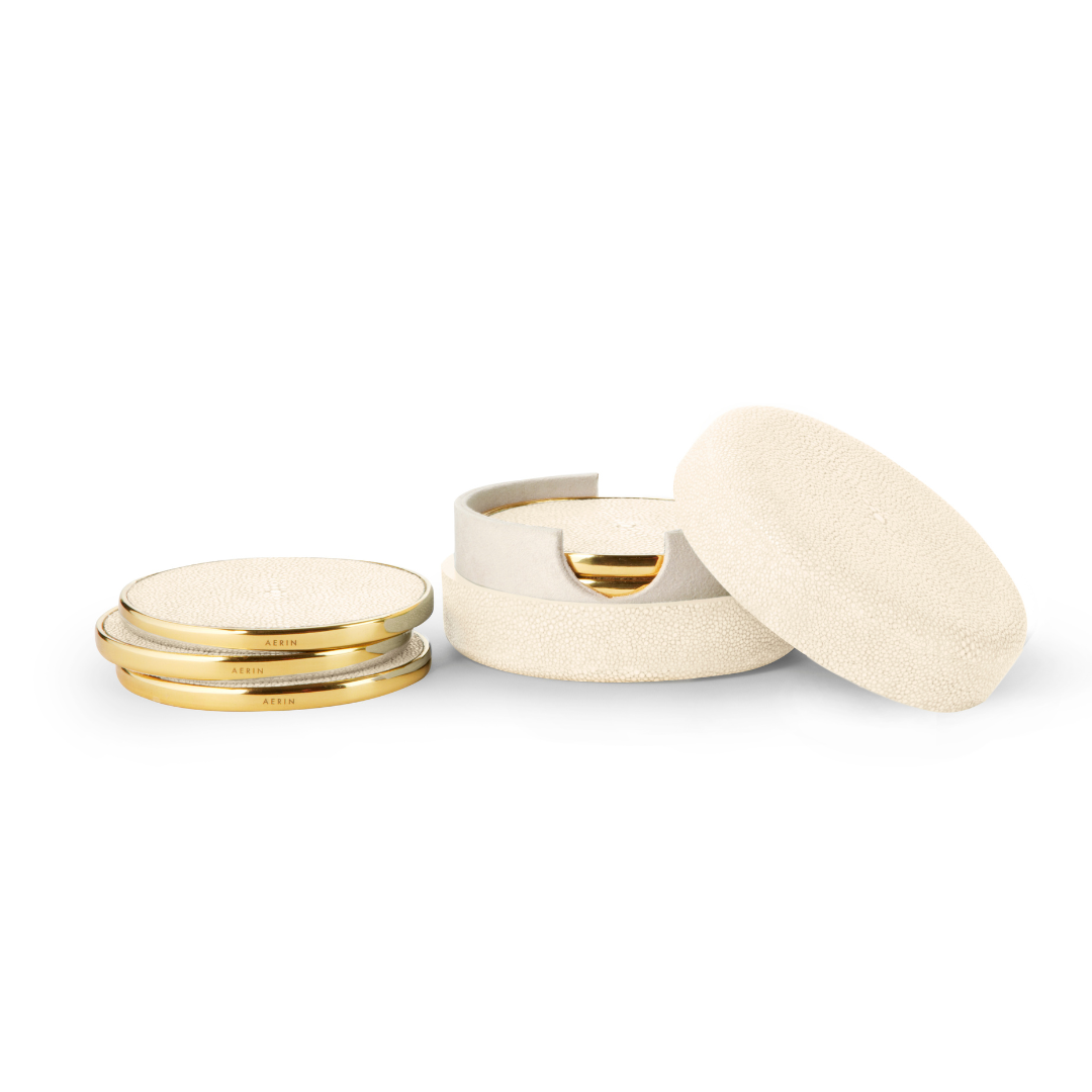 Set de 4 Dessous de Verre Shagreen Cream-1