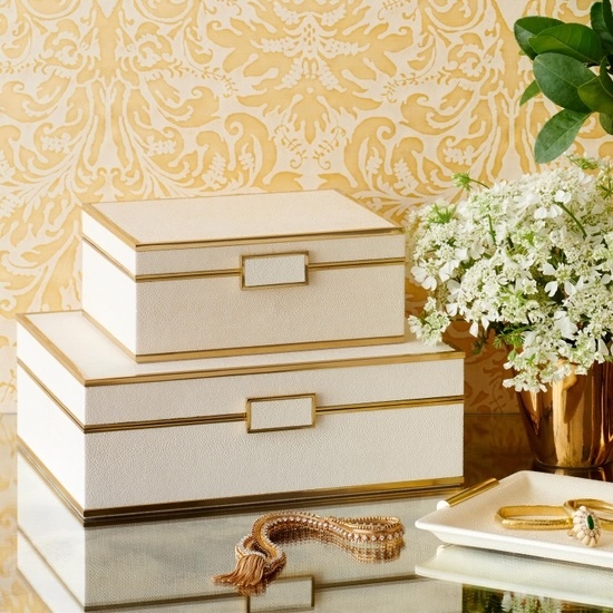 Classic Shagreen Boîte à Bijoux Cream Large-4