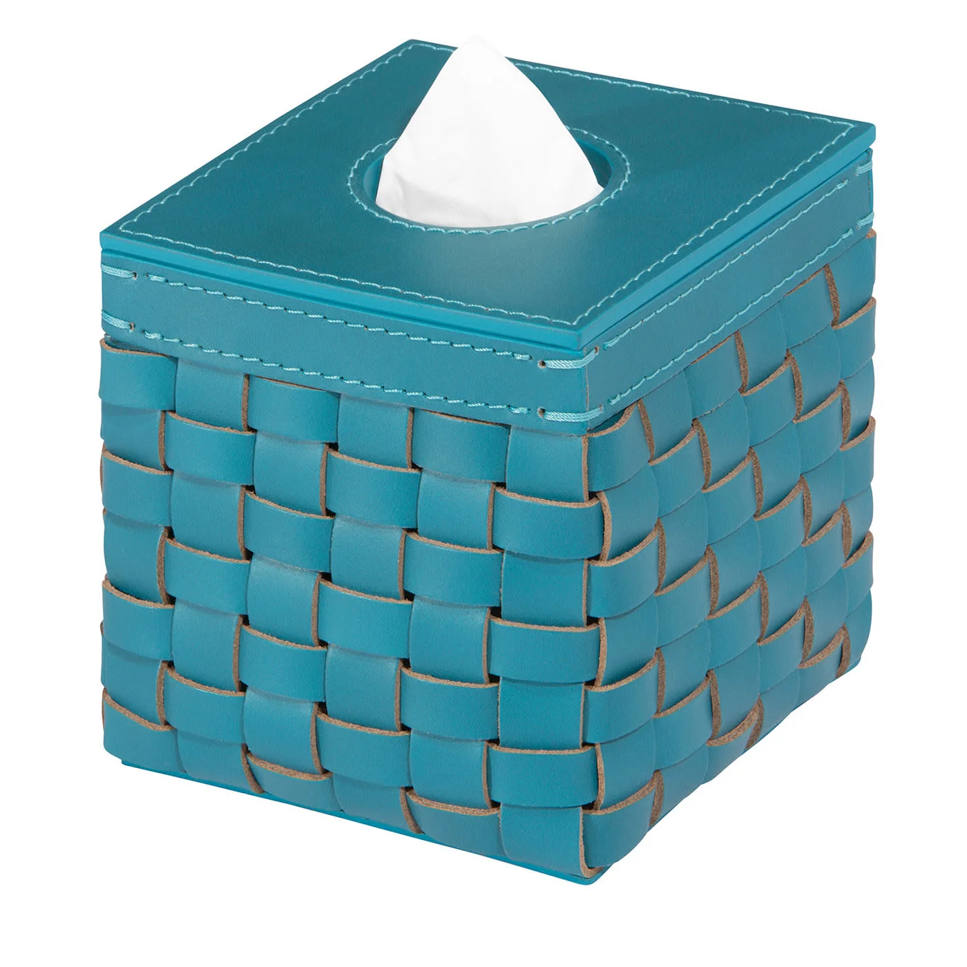 Square Tissue Holder Barcellona Outdoor Leather Turquoise-1