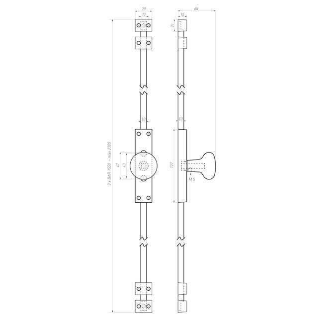 Dauby Dauby decoratief raambeslag "Pure Line''  brons gepolijst  per stuk
