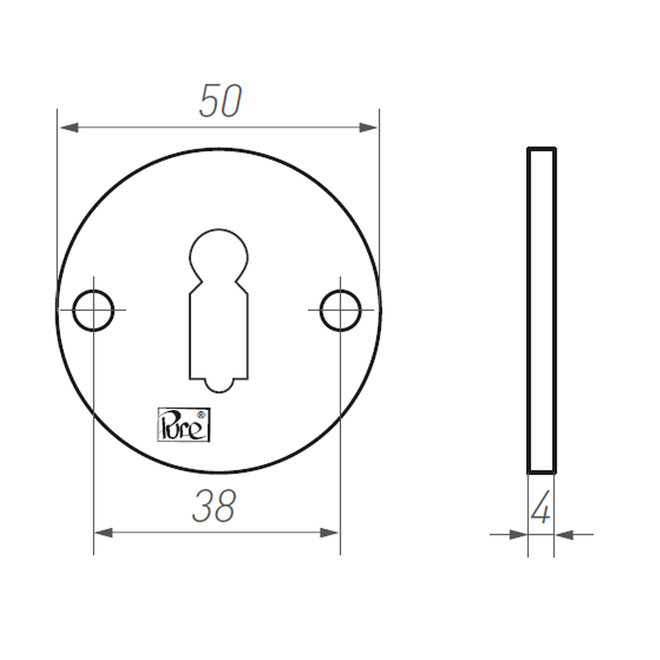 Dauby Dauby Pure Line sleutelrozet 50mm brons gepolijst  per stuk