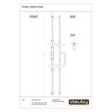 Dauby Dauby decoratief raambeslag "Pure Line type 1930"  ruw brons  per stuk