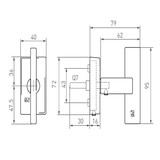 Dauby Dauby Pure Line raamklink 2017 T-vorm vierkant verouderd ijzer - zwart  per stuk