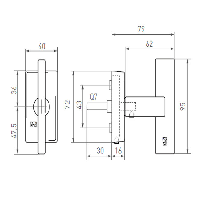 Dauby Dauby Pure Line raamklink 2017 T-vorm vierkant verouderd ijzer - zwart  per stuk