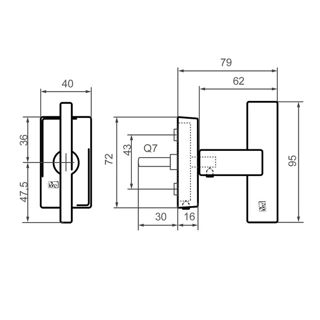 Dauby Dauby Pure Line raamklink type 2017 vierkant verouderd ijzer - zwart  per stuk