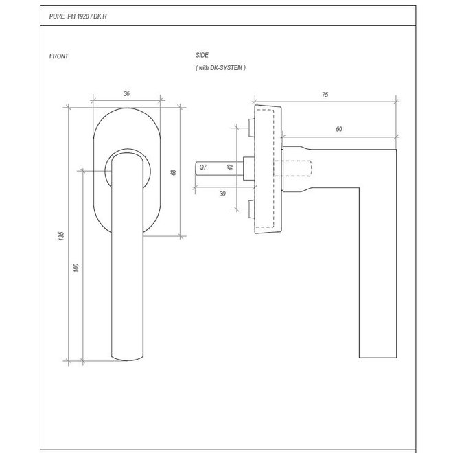 Dauby Dauby Pure Line raamklink type 1920  ruw metaal  per stuk