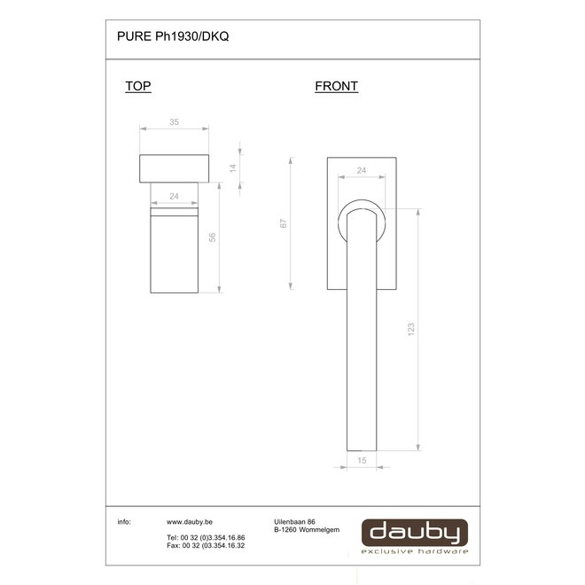 Dauby Dauby Pure Line raamklink type 1930 vierkant verouderd ijzer - zwart  per stuk