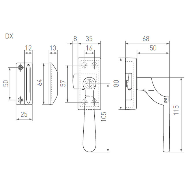 Dauby Dauby Pure Line raamboom ''Sylt''   brons gepolijst rechts per stuk
