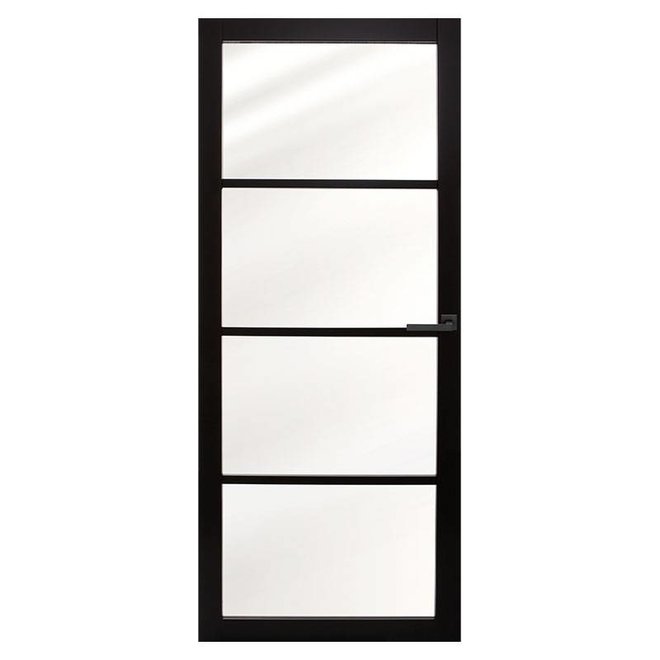 Austria Industriële staallook binnendeur stomp zwart incl. gelaagd glas