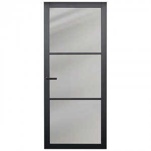 Industriële staallook deur stomp zwart incl. getint glas
