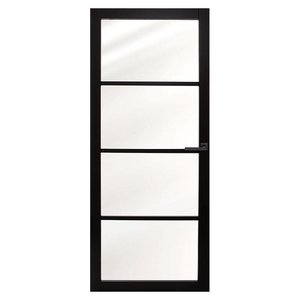 Industriële staallook deur links zwart incl. glas