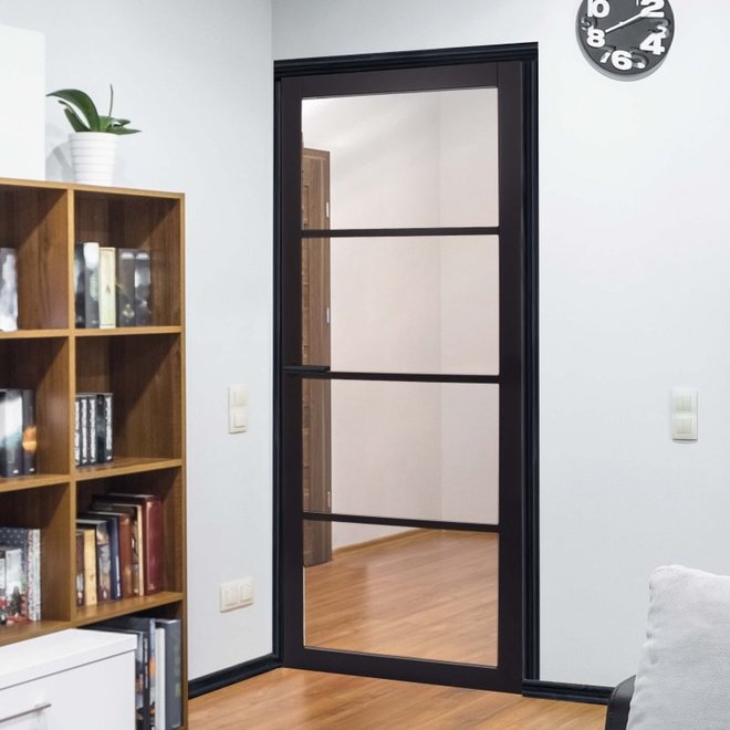 Austria Industriële staallook deur links zwart incl. glas