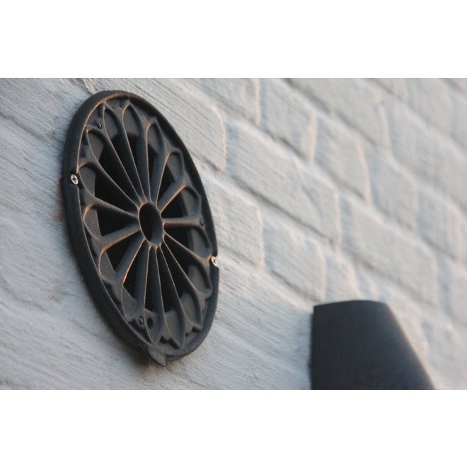 KempiQ Gegoten aluminium verluchtingsrooster Rond 199mm zwart gecoat