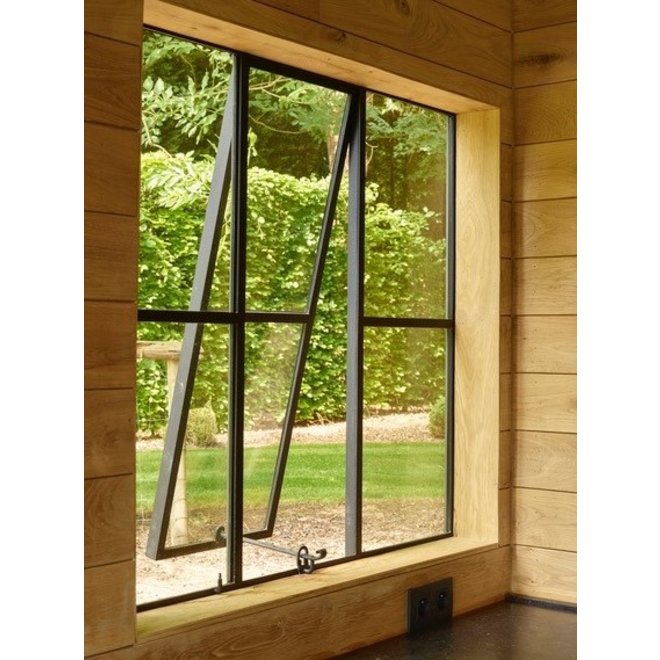 KempiQ Zwart stalen raam dubbel glas B98xH82 cm openklapbaar