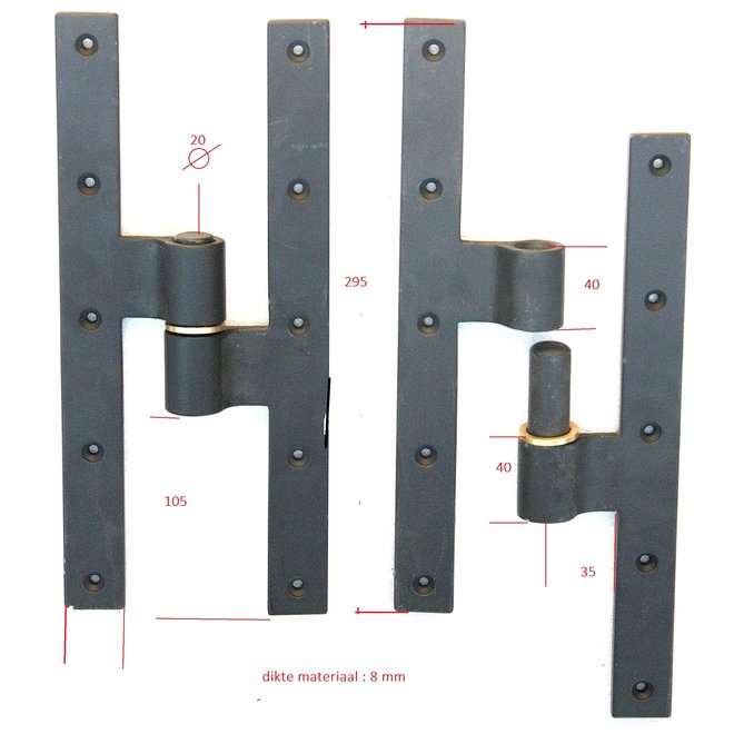 KempiQ Pivot poortdeur scharnierset rechts zwart  gesmeed