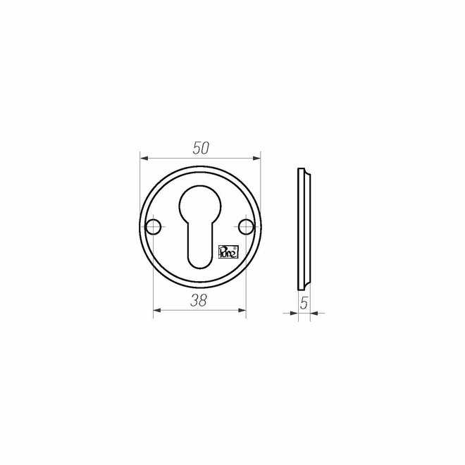 Dauby Authentiek cilinderrozet binnen& buitendeur diameter 50mm rond   per stuk