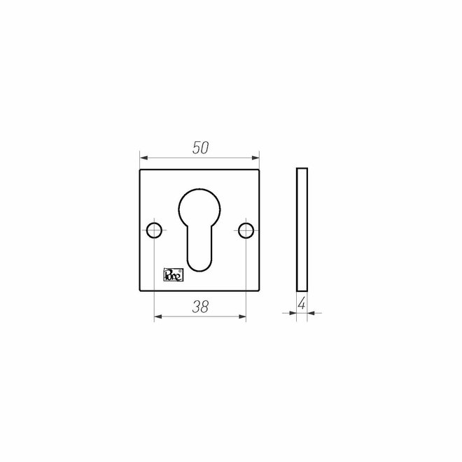 Dauby Authentiek cilinder deurrozet diameter 50mm vierkant per stuk