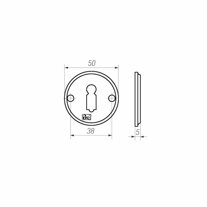 Dauby Dauby Pure Line Sleutelrozet 50 mm extra vlak per stuk