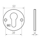 Dauby Authentiek cilinder deurrozet diameter 50mm rond extra vlak per stuk