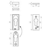 Dauby Authentiek beslagset veiligheidsrozet rechthoekig 30x68mm set van 2
