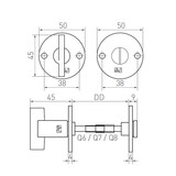 Dauby Authentiek Dauby deurbeslagset Toiletslot 50mm rond met strakke rozet set van 2