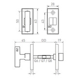 Dauby Authentiek Dauby deurbeslagset Toiletslot 63mm rechthoekig met strakke greep set van 2