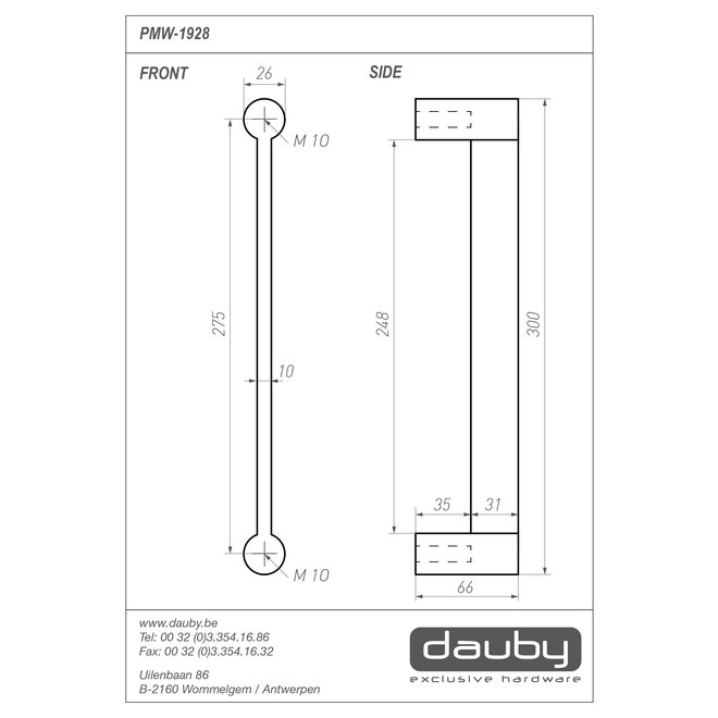 Dauby Authentieke deurgreep type 1928 Wagenveld per stuk
