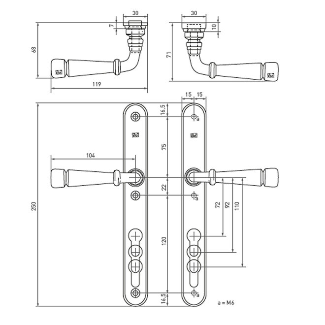 Dauby Veiligheidsbeslag type PH1830 complete set afmeting 92mmper set