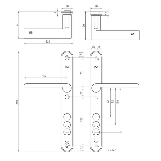 Dauby Veiligheidsbeslag type PH1928 complete set afmeting 92mm per paar