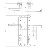 Dauby Veiligheidsbeslag type PH1925 complete set afmeting 92mm per set
