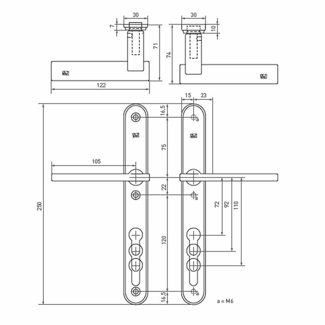 Dauby Veiligheidsbeslag type PH2017 complete set afmeting 92mm  set van 2