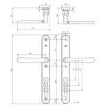 Dauby Veiligheidsbeslag met afgeronde greep complete set as-maat 92mm per set