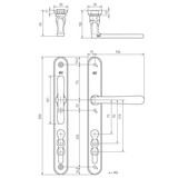 Dauby Veiligheidsbeslag met greepcombinatie L + T vorm 92mm per set