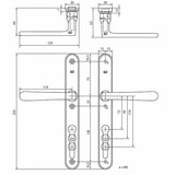 Dauby Veiligheidsbeslag met XL deurklink complete set afmeting 92mm  set van 2