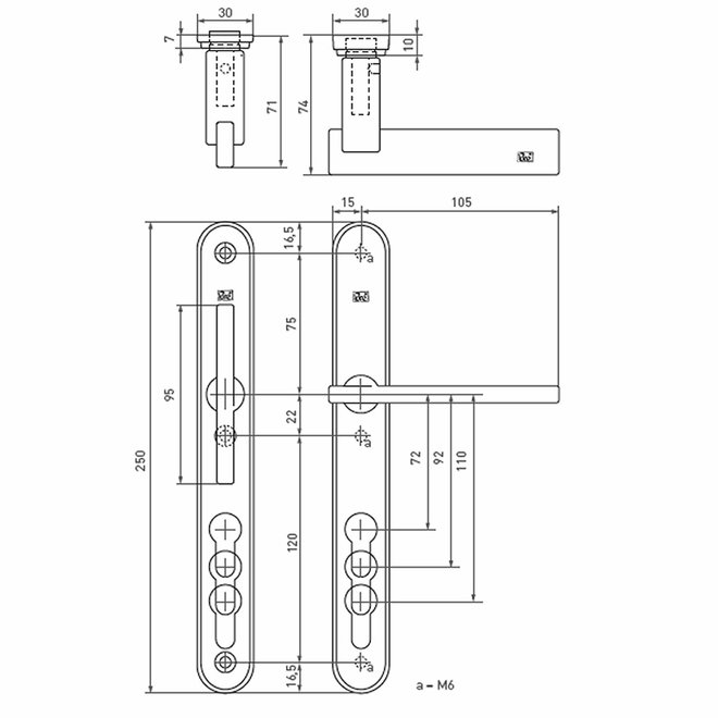 Dauby Veiligheidsbeslag greepcombinatie PH2017+T-vorm as-maat 92mm