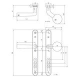 Dauby Veiligheidsbeslag klink ''Bol-vorm'' buitenzijde + type PH1925 binnenzijde 92mm per set