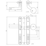 Dauby Veiligheidsbeslag klink ''Bol-vorm'' buitenzijde + type PH1920 binnenzijde 92mm per set