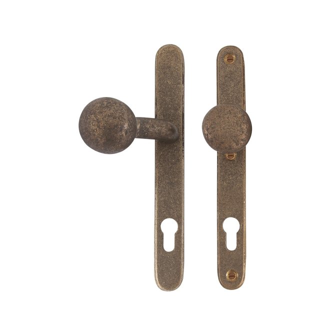 Dauby Veiligheidsbeslag klink ''Bol-vorm'' buiten + ronde knop binnen 92mm set van 2