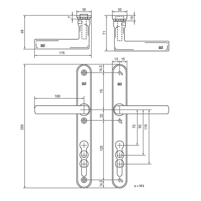 Dauby Veiligheidsbeslag met strakke greep type PH1920 complete set 92mm set van 2