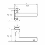 Dauby Deurklink (set van 2) type PH1920 met ovale rozet 63.5mmset van 2